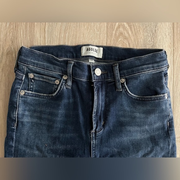 Agolde Women’s Sophie Crop Raw Hem Comfort Stretch Skinny Jean Dark Wash Size 26 - Picture 8 of 8